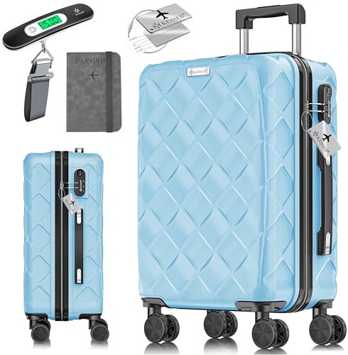 KESSER® Reisekoffer 120L Koffer ABS Hartschalenkoffer mit Zahlenschloss, Kofferwaage & Reisebrieftasche 360° Rollen | Rollkoffer für Business & Reise Trolley mit Teleskopstange & Tragegriff Sky Blue