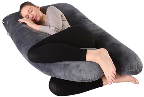 MEIION mychillow My chillow Ergonomique Coussin Coussin de Grossesse U - Oreiller de Maternité en Velours Amovible pour Femme Enceinte - Coussin d'allaitement Confortable et Soutien pour Dormir