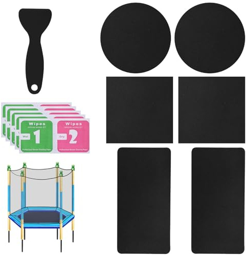 Tinoaly 6stk Selbstklebendes Trampolin Flicken Reparaturset (Schwarz) | 3 Formen Flicken Trampolinmatte Reparaturband Zubehör für Reparatur von Rissen Löchern Einstichen in Trampolinmatten
