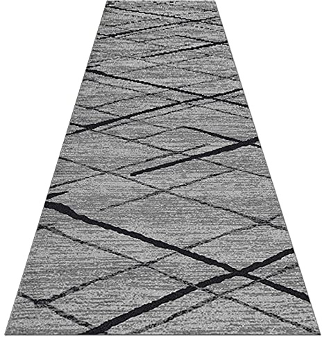 Moderner Läufer, Teppichläufer, Flur, Grau, 1 m, 1,5 m, 2 m, 2,5 m, 3 m, 3,5 m, 4 m, 4,5 m, 5,5 m, 6 m, extra langer Teppich für Zuhause, Küche, Korridor oder Treppen (Farbe: Dunkelgrau, Größe: 90 x