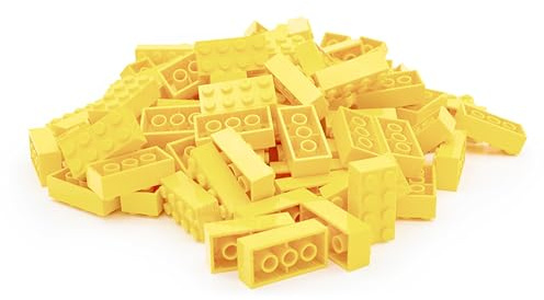 Lego 2x4 Steine Classic, 100 Stück - Einzelne Bausteine in der Großpackung | Basic Bricks (3001) (Hellgelb)