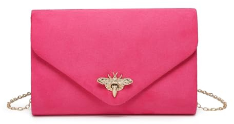 JFY Bee Lock Clasp Suede Clutch Bag