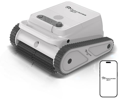 EVERCROSS BOT U8 Robot Piscine Fond et Parois, Robot Piscine sans Fil avec Nettoyage de la Ligne d'eau, 120 Min Autonomie, Navigation Intelligente, Stationnement Automatique, Piscines 200㎡ (Blanc-APP)