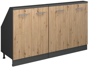 Vicco Dachschrägenschrank-Set Rion, Artisan-Eiche/Anthrazit | B140 x T46 cm, 2er Set, platzsparend für Dachschrägen