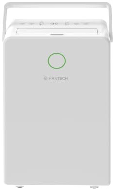 HANTECH Luftentfeuchter 10L/Tag, mit Ablaufschlauch, 105m³/h Luftleistung | Gegen Schimmel, 2,3L Tank, Kindersicherung, Schlafmodus & LED-Anzeige, mit Rollen, für Keller, Bad, Wohn- und Schlafzimmer