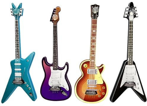 Ppmter 4 Stück Gitarren-kühlschrankmagnete, E-Gitarren-kühlschrankmagnete, 3D-musikinstrumenten-Magnete Für Whiteboard, Pinnwand, Küche, Bürodekoration