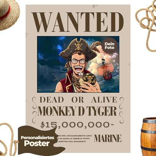 Dreams on Paper Wanted Poster, inspiriert von einteiliger Kunst, personalisiertes Foto- und Namensgeschenk, wählen Sie Pirat oder Marine Revolutionär (Vintage)