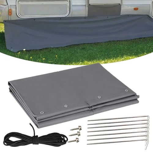 YOFHPT Caravan Draught Skirt, 6m x 50cm Weatherproof Caravan Skirt for Awning, Cara-van Wheel Arch Cover with Tyre Wrap & Reinforced Edging, Car-avan Ski-rt for Motorhome & Touring