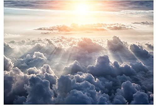 Forwall Fototapete Himmel Wolken Sonne Decke 3D EFFEKT Wohnzimmer Schlafzimmer Vlies Tapete Wandtapete UV-Beständig Montagefertig (10109, V8 (368x254 cm) 4 Bahnen)