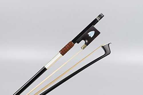 Yinfente Arco de violín 4/4 de fibra de carbono con incrustaciones de escudo, pelo de caballo mongol, arco de violín 4/4 para violinistas de todos los niveles