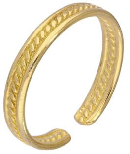 jewellerybox Bague d'Orteil Ajustable Crantée 3mm en Argent Plaqué Or Jaune