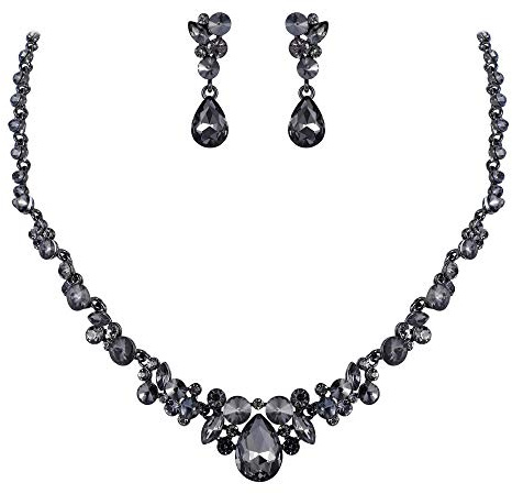 EVER FAITH Damen Schmucksetösterreichisch Kristall Braut Floral Tropfen Halskette Ohrringe Set