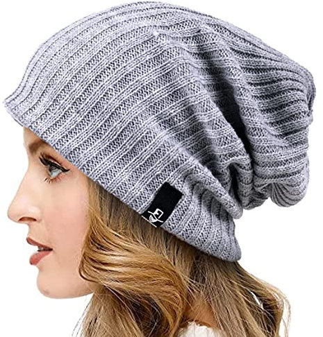 VECRY Damen Lässige Mütze Stricken Baskenmütze Gerippte Schädelkappe Winter Sommer Hüte (Solide Blass)