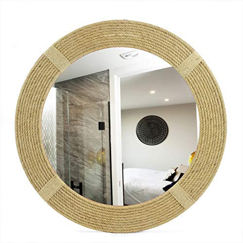 Nagina International Miroirs décoratifs ronds en corde torsadée – Miroir accentué en corde | Cadeaux de décoration de marin maritime | Miroirs de salle de bain (45,7 cm)