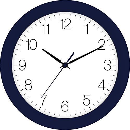 Eurotime Funkwanduhr, 30 cm, Dunkelblau Indigo, Kunststoffgehäuse, gewölbtes Echtglas, automatische Zeitein- und Zeitumstellung von Sommer- und Winterzeit, klares Zifferblatt, 52800-08-5