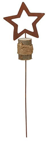Gartenstecker Rost Design Stern auf Holz - Gartenstecker Stern, Rostfigur für den Garten, Gartendeko Weihnachten