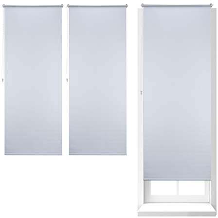Relaxdays 3 x Thermo Verdunklungsrollo, Hitzeschutz, Fenster Seitenzugrollo, Klemmfix ohne Bohren, 80x210, Stoff 76 cm, weiß
