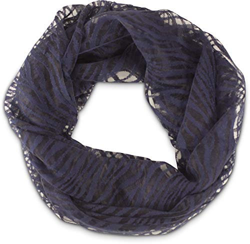 fashionchimp Loop Sommer-Schlauchschal für Damen mit Ausbrenn-Muster, Baumwolle und Polyester, leichter XXL Schal (Marine-Streifen)