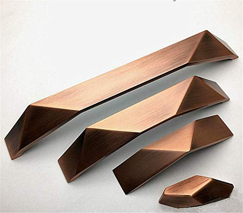 Molinter - Manija moderna para cajón, aleación de zinc, para librería, armario, cobre, distancia entre agujeros de 64 mm, incluye 2 tornillos