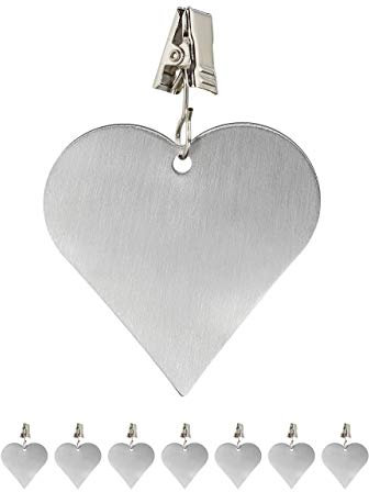 Relaxdays 8er Set Tischdeckenbeschwerer, Tischtuchhalter zum Beschweren, Herz, In- & Outdoor, Edelstahl, Silber