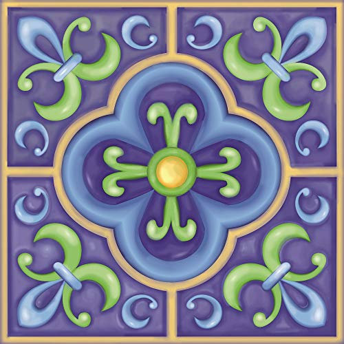 Traditional Spanish Tile transfers Stickers Peel and Stick backsplash Room Decor Wall Art self Adhesive Vintage Victorian Moroccan Mosaic (Spanish 3) Pack of 10