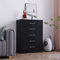 Panana Table de Chevet Commode Meuble de Rangement en Bois avec 5 Tiroirs sur Salon, Chambre, Bureau, 67 x 33 x 89 cm (Noir)