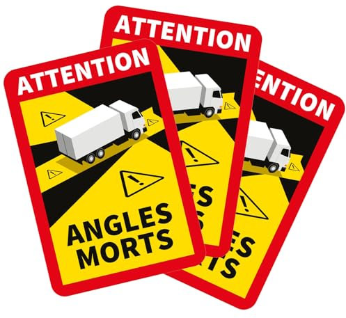 lepni.me 3 Stück LKW Toter Winkel Aufkleber Frankreich | Extra Starke Haftung und UV Schutz | Attention Angles Morts Sticker | Winkel Warntafel Fahrzeugaufkleber (3PCS LKW)