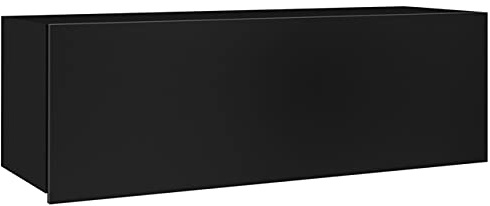 RAVIO Hängeschrank Fango 1-Türig Bücherregal Wandregal Klapphängeschrank Wandschrank Küchenschrank Hängeregal Wohnzimmer Hangeboard Regal (Schwarz/Schwarz Hochglanz)