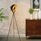 Modern LED Tripod Satellite Floor Lamp - Vintage Adjustable Height Elegant Standing Desk Light - Industrial Movie Media Nautical Reading Tall Table Lamp Decor for Living Room Bedroom, Black, E27 Base