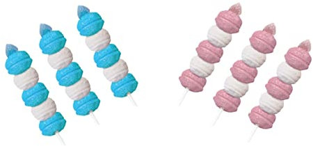 Zeus Party Set di 6 Spiedini di Marshmallow da 26g Bianchi e Celesti + Bianchi e Rosa, Zuccherati