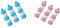 Zeus Party Set di 6 Spiedini di Marshmallow da 26g Bianchi e Celesti + Bianchi e Rosa, Zuccherati