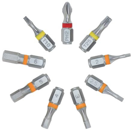 711L Color-Coded 9-Piece Hex Bit Set – 1/4” Drive | Extra 1mm Extended Base for Quick Release | Laser-Engraved Sizes | S2 Alloy Steel for Durability