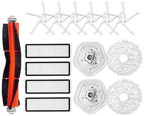 Soporte de paño para fregona con filtro de cepillo lateral principal con almohadillas de velcro desmontables compatible con Xiaomi Dreame Bot W10 W10 Pro robot de repuesto