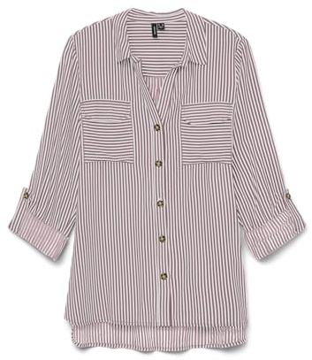 VERO MODA Damen Blusen Hemd Leger mit Brusttaschen Regular Stretch 3/4 Arm Top Oberteil