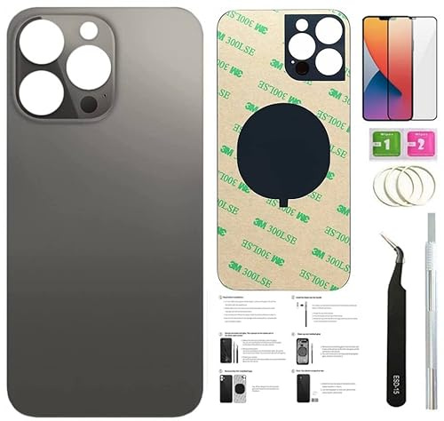 13 Pro Max Back Glass Replacement for iPhone 13 Pro Max Back Cover Glass (6.7 Inch) with Pre-Installed Tape +Installation Instruction + Repair Tools+ Screen Protector (Graphite)