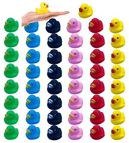 Bath Duck Toys 50 Pcs Mini Rubber Ducks Squeak and Float Duckies Duck Baby Shower Toy Party Decoration for Toddlers Boys Girls