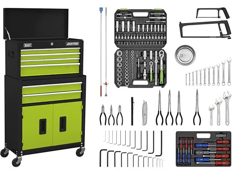 Sealey 6 Drawer Topchest & Rollcab Combination & 170pc Tool Kit - AP22HVGCOMBO