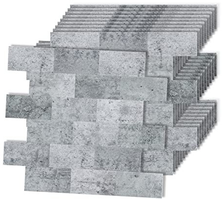 XMTECH 10 Stück Fliesenaufkleber 34 x 29 cm, Badezimmer Fliesenfolie Fliesensticker für Bad Küche, Selbstklebend Wandfliesen Dekor, PVC Metro Fliesen Selbstklebend Fliesendekor Geprägte Textur E