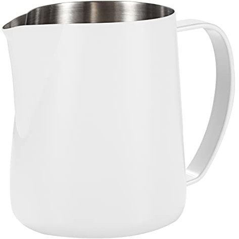 Dianoo Milk Frothing Pitcher, 600ML Stainless Steel Espresso Steaming Pitcher, Coffee Frothing Cup for Cappuccino Latte, White