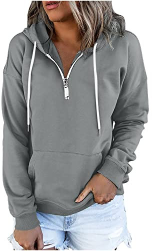 tsaChick übergroße hoodie Decke Damen stitch oversized Kapuzenpullover, Sweatshirt Damen, Sweatjacke Damen schwarz ohne Kapuze, Gray 110 M 36