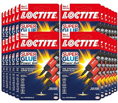 Loctite Mini Trio Power Gel, Strong Super Glue Gel for Repairs, All Purpose Adhesive for Flexible Materials, Easy to Use Clear Glue, 3 x 1g Bulk Buy 24 Pack