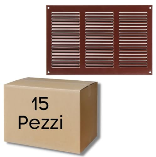 15 Stück Metall Lüftungsgitter - 300x200mm Braun Wetterschutzgitter - Abluftgitter mit Insektenschutz - Gitter für Innen/Außen Montage - Insektenschutzgitter Belüftungsgitter Abdeckung