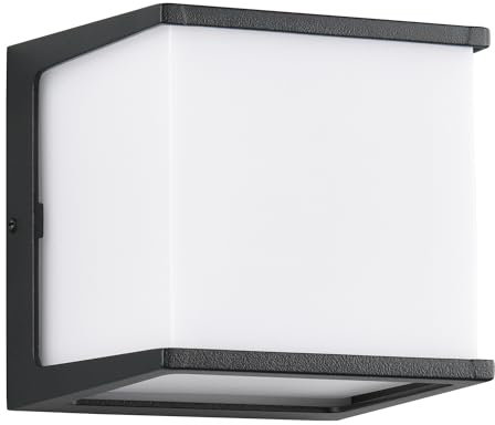 Reality Leuchten LED Außen Wandleuchte Calera R27446132, Aluminium Druckguss Schwarz matt, Schirm Acryl Weiß, inkl. 8 Watt LED