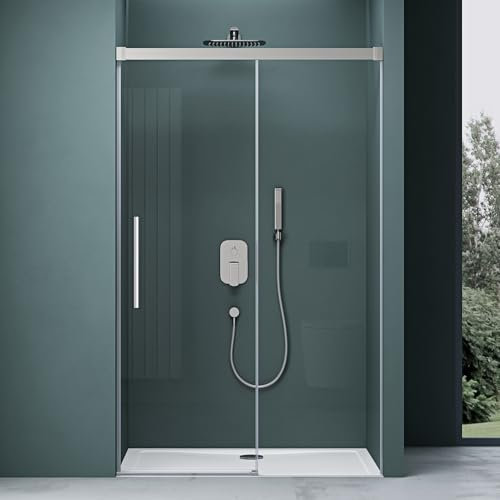 Mai & Mai Duschtür Nischentür dusche Duschabtrennung Duschkabine 120x195cm Chrom Nischenschiebetür 6mm ESG-Sicherheitsglas inkl. Soft-Close Teramo12K
