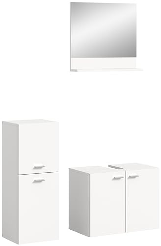 xonox.home Badezimmer Boston 3tlg. Badmöbel Set kleine Bäder Komplettprogramm Bademöbel-Set in weiß Nb. bodenstehend hängend montierbar ca. 102x186x33 cm