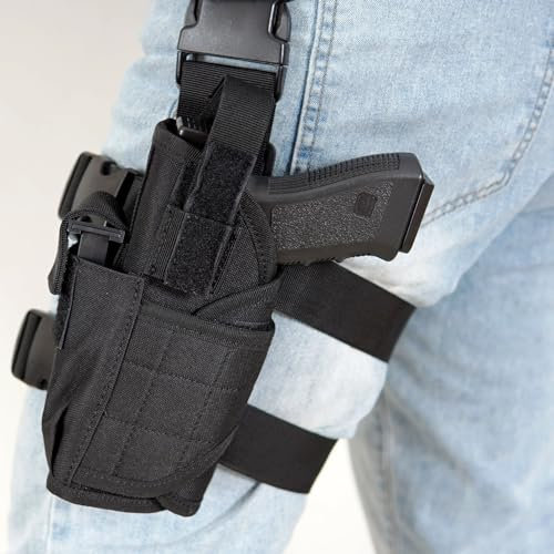 ANSNOW Taktisches Beinholster Zum Aufhängen,Enholster, Oberschenkelholster, Universelles Airsoft-Militärholster, Verstellbar Mit Magazintasche Für Jagd- Und Outdoortraining, Linkshänder
