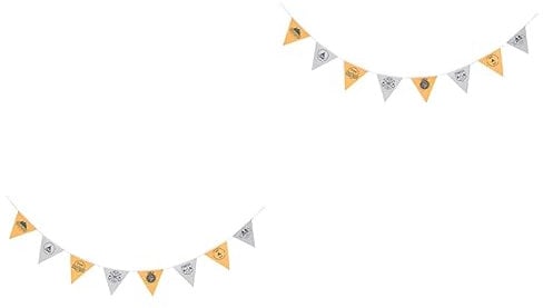 MAGICLULU 2pcs Camping String Flag Fabric Banner Paper Triangle Flags Decorative Outdoor Decor Camping Party Banner Picnic Hanging Banner Camping Party Flag Garland Camping Banner Polyester
