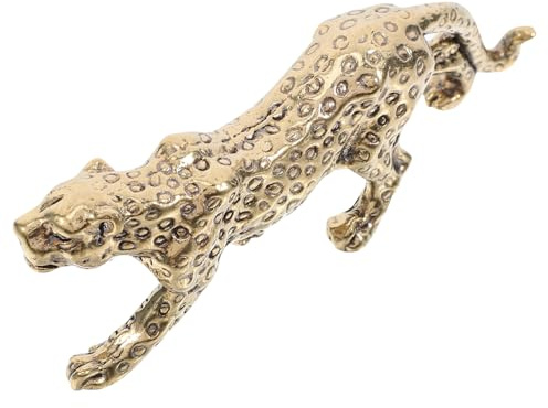 Messingfigur Leopard 9,2x3x1cm Gold Retro, Büro Deko | Leoparden Deko Wohnung, Kleine Messingdekoration als Papiergewicht, Elegant und Kreativ
