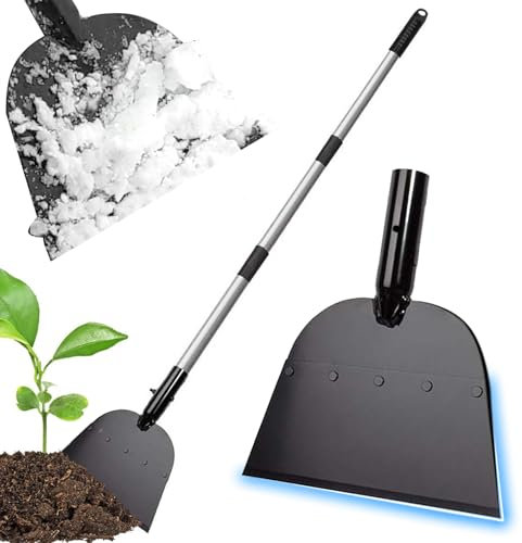 Sadodo Multifunktionale Reinigungsschaufel, Eiskratzer, Schneeschaufel für den Außenbereich, 142 cm langer Griff, flache Schaufel, Gartenwerkzeug, Stahlschaufel für Landschaftsbau,