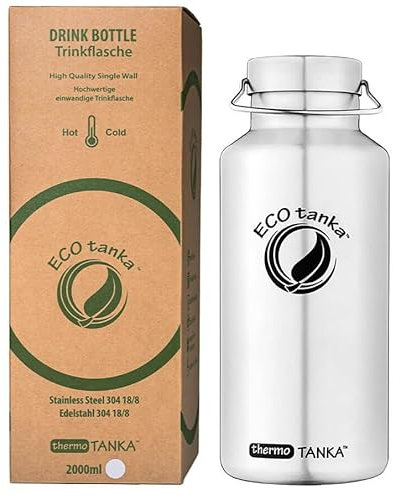 ECOtanka ThermoTANKA™ - Botella térmica de acero inoxidable de 2,0 l, doble pared, aislada al vacío, mantiene las bebidas calientes o frías > 8 horas, perfecta para té, café, vino caliente, ponche |
